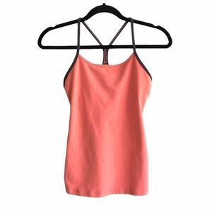 LULULEMON Sleeveless Power-Y Tank Top Coral Grey Trim 4